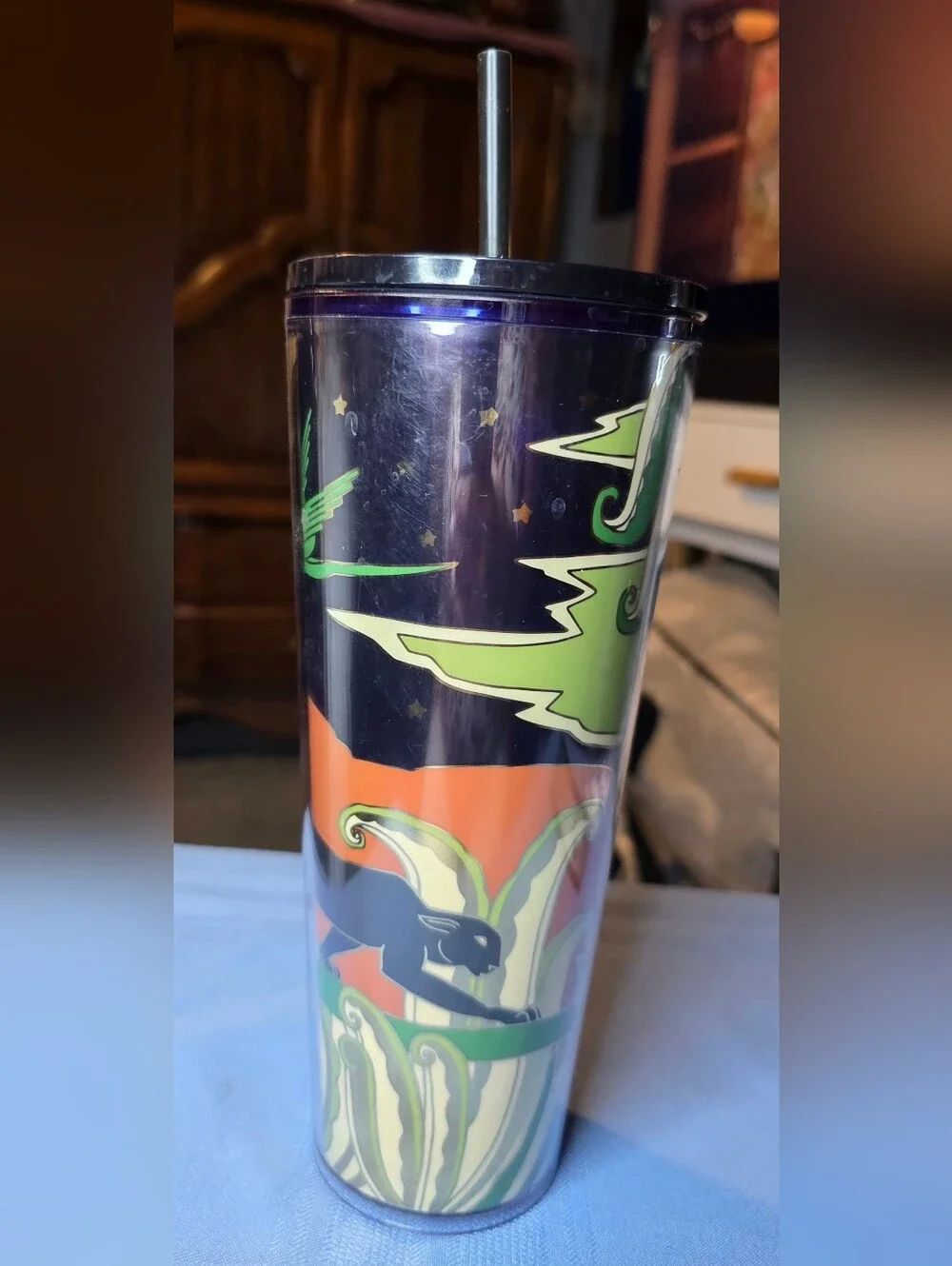 Starbucks x Mike Willcox 2024 Black Panther 24 oz Cold Cup Tumbler with Straw